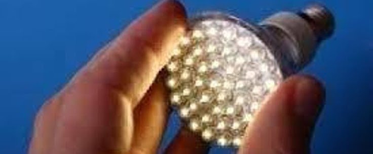 Hand holding an energy-efficient LED light bulb